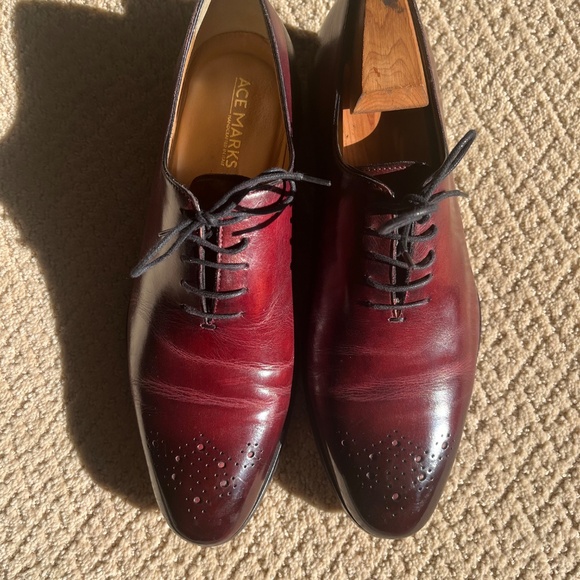 Burgundy whole cut Oxford-size 9 1/2 with broughed  detail on toe main image 12